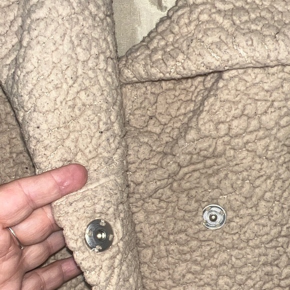 C&C California teddy bear faux sherpa plush long jacket coat medium ivory tan - Picture 5 of 7